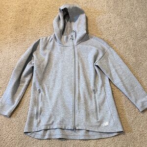 New Balance Light Gray Full-Zip Long Length Hoodie